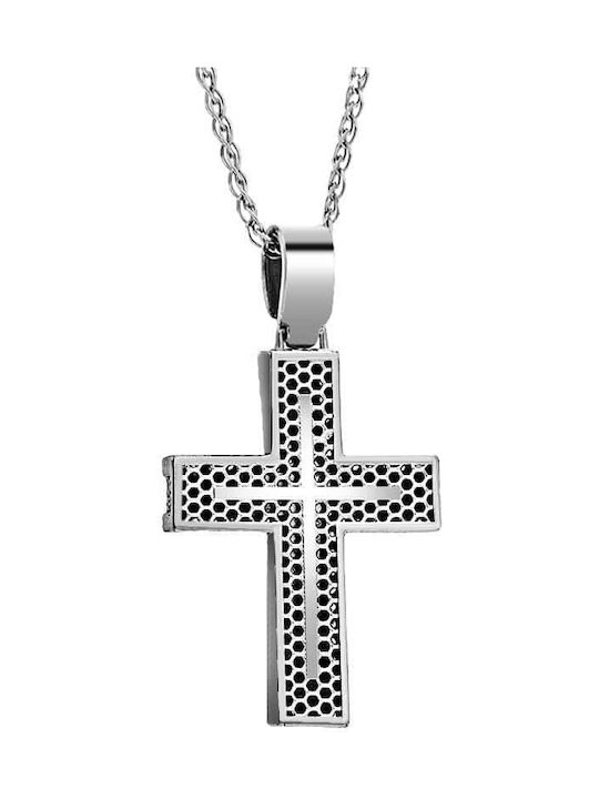 Damen Weißgold Kreuz 14K Beidseitig