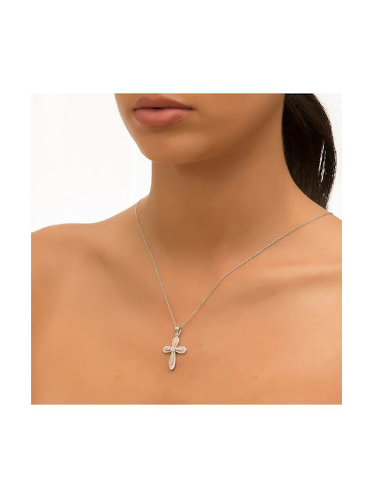 Femeiesc Aur Alb Cruce 14K