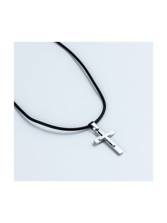 Men's Cross from Steel with Cord