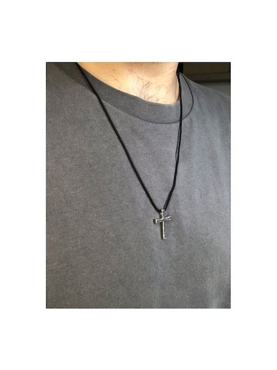 Men's Cross Double Sided from Silver with Cord