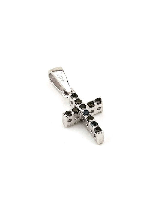 White Gold Cross 14K Double Sided Goldsmith