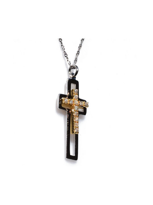 Bizoutaki Cross from Gold Plated Silver with Chain