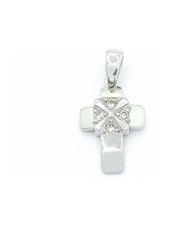 PS Silver White Gold Cross 14K