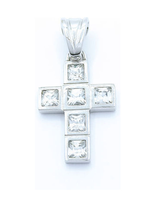 PS Silver White Gold Cross 14K