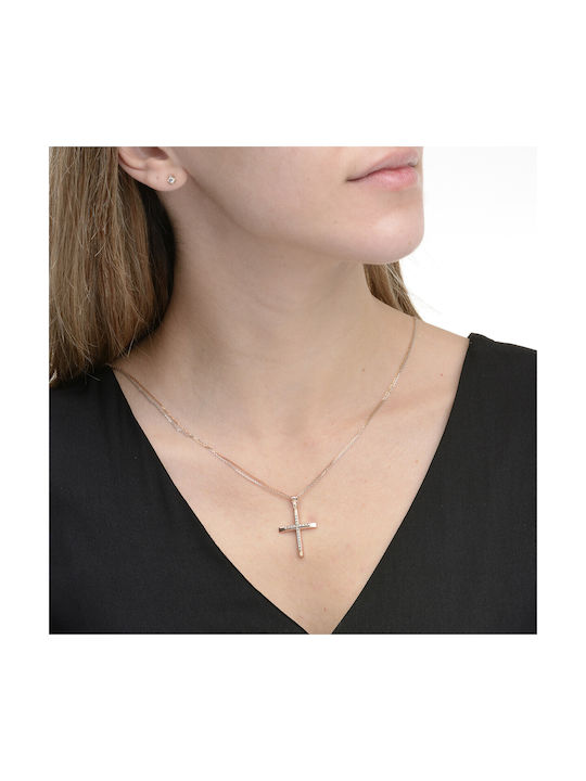 Ioannou24 Damen Gold Kreuz 14K mit Kette