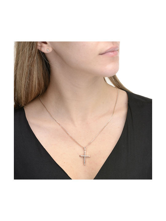 Ioannou24 Damen Gold Kreuz 14K mit Kette