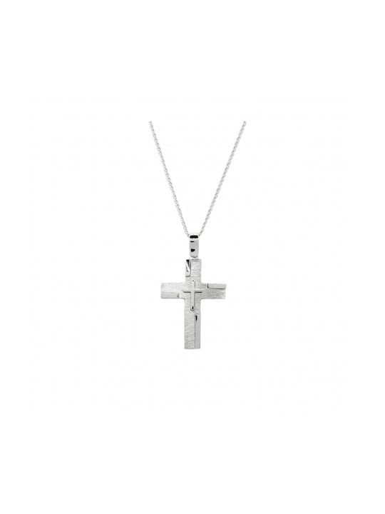 Art d or Herren Weißgold Kreuz 14K mit Kette