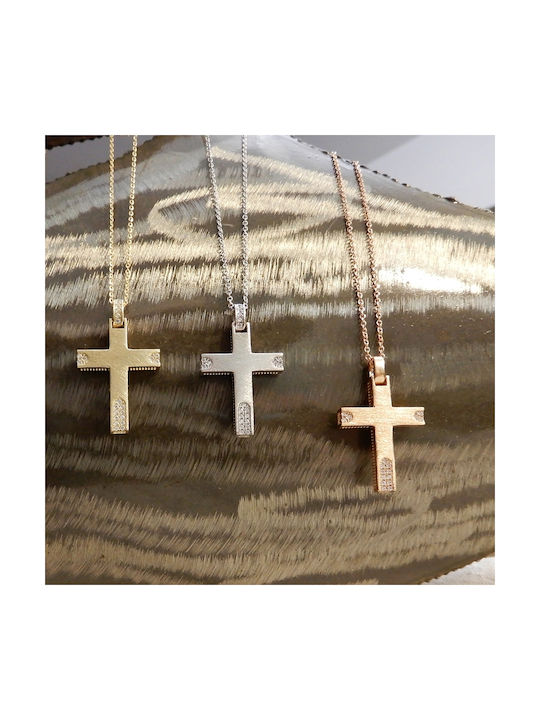 Art d or Damen Roségold Kreuz 14K Beidseitig mit Kette