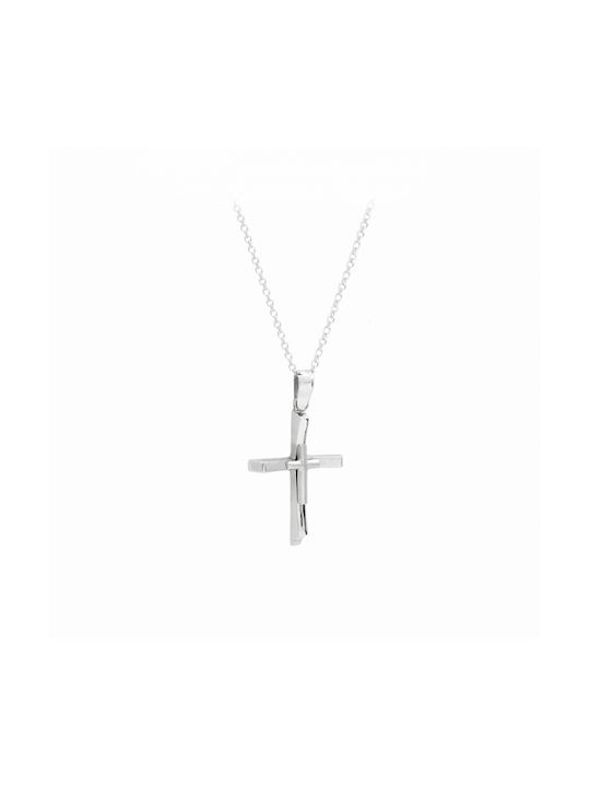 Art d or Herren Weißgold Kreuz 14K mit Kette