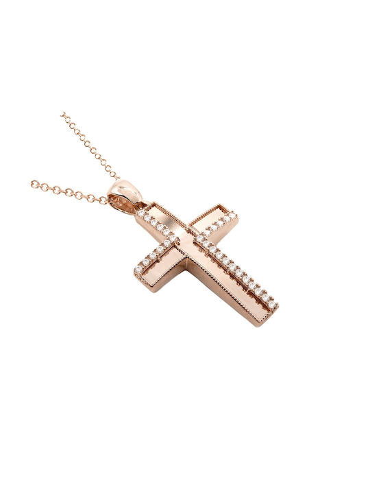 Art d or Damen Roségold Kreuz 14K mit Kette