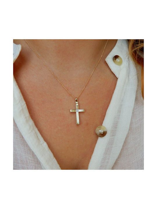 Art d or Rosa Gold Kreuz 14K mit Kette