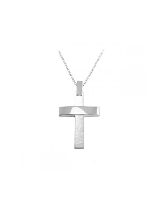 Art d or Men's White Gold Cross 14K with Chain