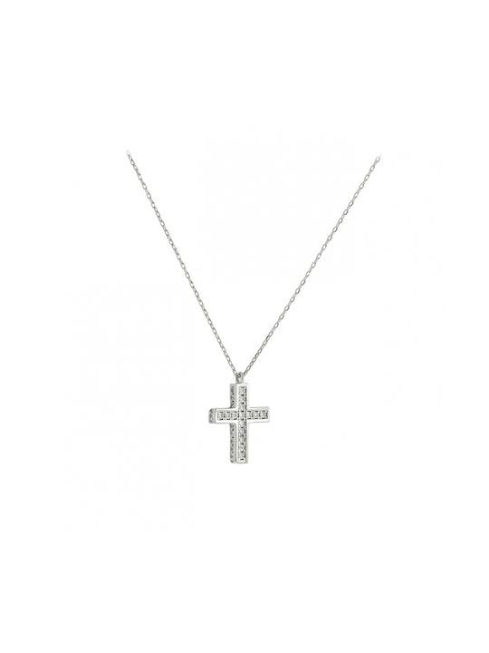 Art d or Weißgold Kreuz 14K mit Kette