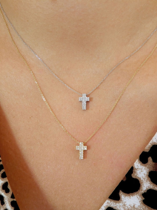 Art d or Women's White Gold Cross 9K with Chain