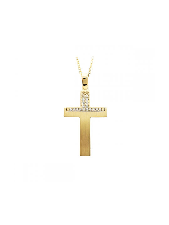 Art d or Damen Gold Kreuz 14K mit Kette