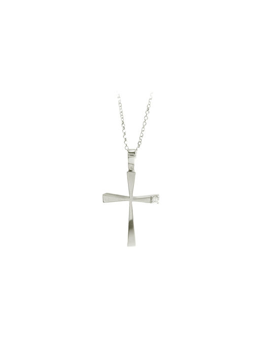 Art d or Damen Weißgold Kreuz 14K mit Kette