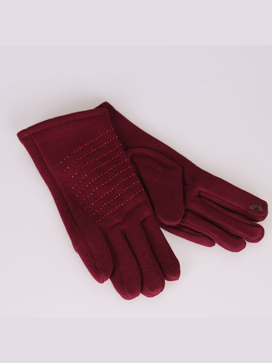 Women's Touch Gloves with Fur Burgundy