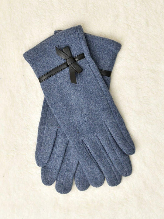 Μπλε Γυναικεία Δερμάτινα Γάντια Αφής