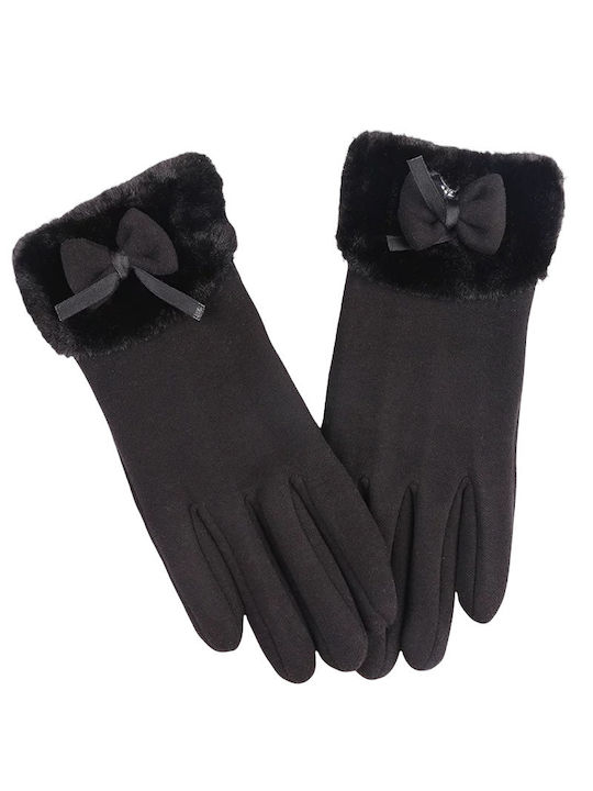 Women's Touch Gloves with Fur Black