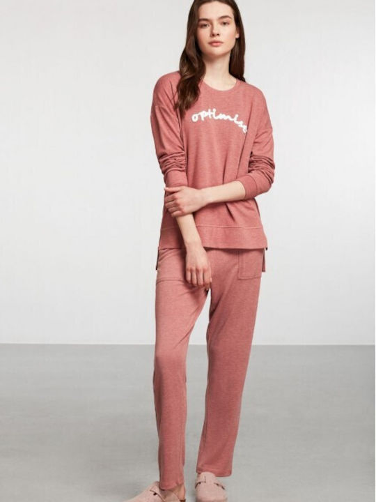 Penye Mood Winter Women's Pyjama Set Pink Optimist