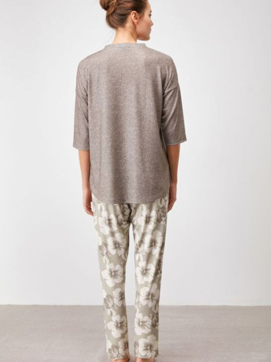 Penye Mood Winter Damen Pyjama-Set Weiß