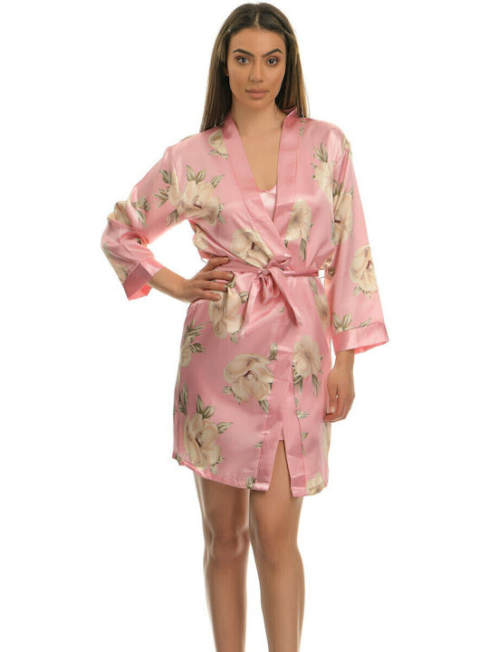 Cool Cool Damen Schlafanzug mit Rosa Bademantel und Nachthemd