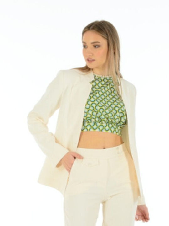 Paranoia Blazer pentru femei Crepe Sacou Alb