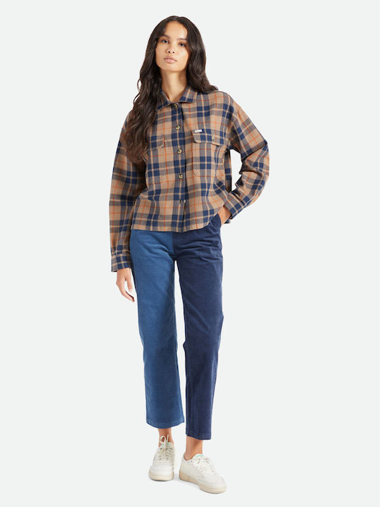 Bowery Women's Flannel Femeie Bej Overshirt