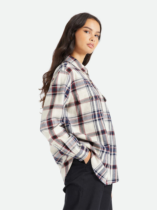 Bowery Boyfriend Flannel Damen Weiß Overshirt