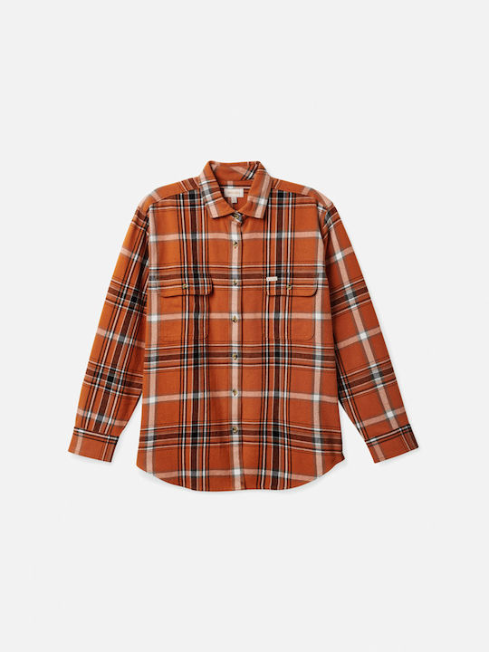 Bowery Boyfriend Flannel Γυναικείο Πορτοκαλί Overshirt