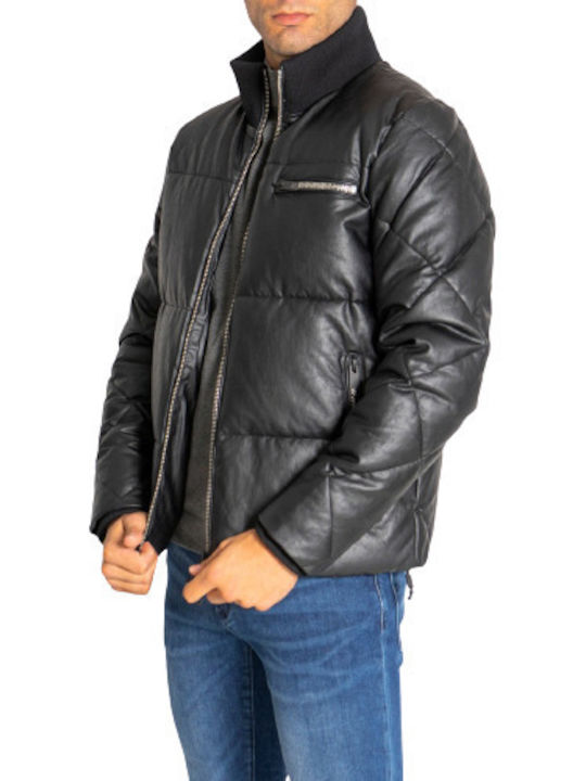 Antony Morato Herren Winter Jacke Leder Schwarz