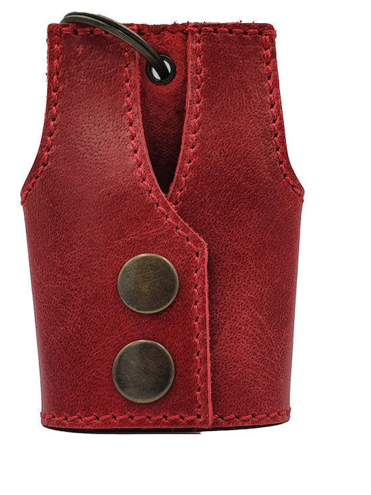 ByLeather Ръчно Изработен Кожен Червен Ключодържател