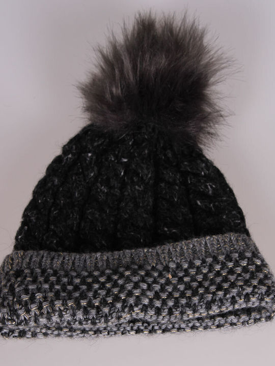 Beanie Cap with Braid Black