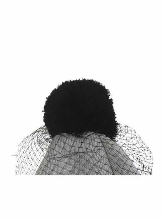 Pom Pom Beanie Γυναικείος Σκούφος Πλεκτός σε Μαύρο χρώμα