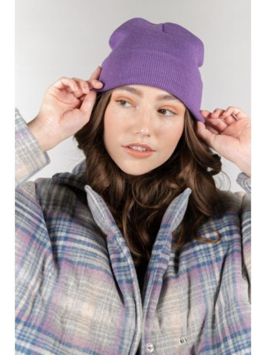Knitted Beanie Cap Purple