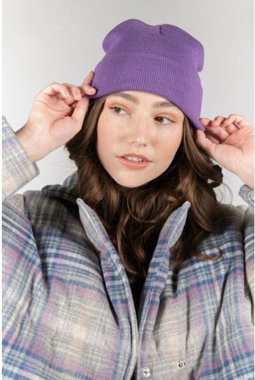 Knitted Beanie Cap Purple