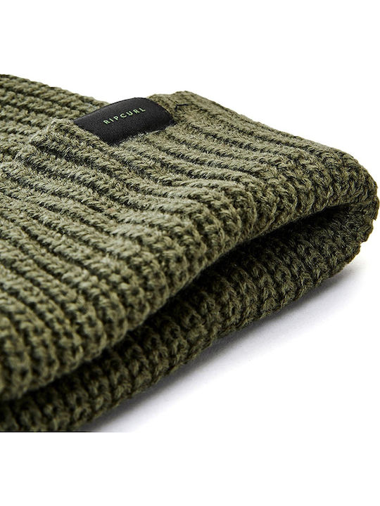 Beanie Ανδρικός Σκούφος με Rib Πλέξη σε Χακί χρώμα