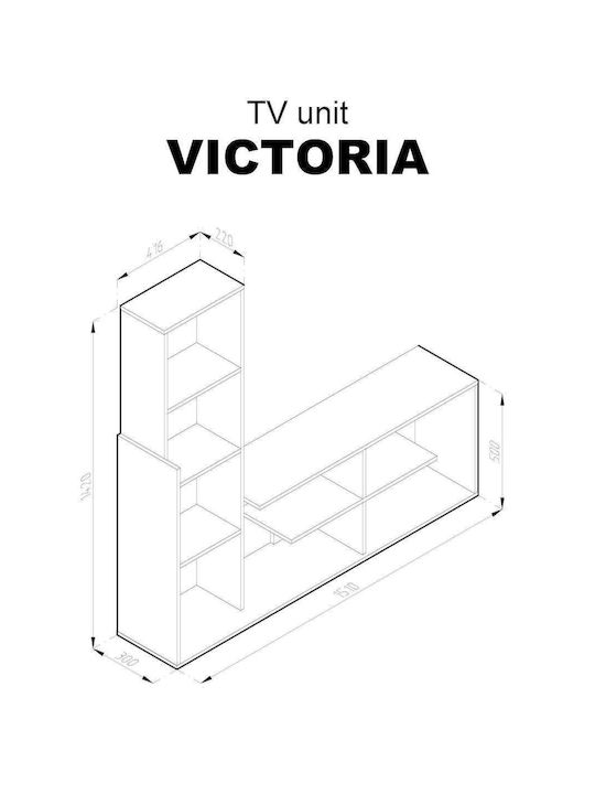 Unitate TV pentru sufragerie Victoria White-Sonoma L151xA30xÎ142cm