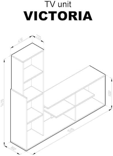 Unitate TV pentru sufragerie Victoria White-Sonoma L151xA30xÎ142cm