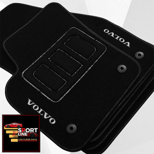Volvo C30 2006-2013 Πατακια Μοκετα Sport Line Μαυρο Me Ασπρη Ραφη Ασπρο Κεντημα Volvo Σετ 4τμχ