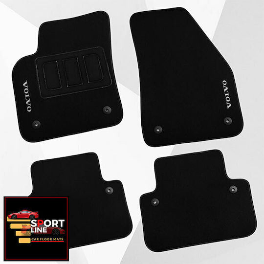 Volvo C30 2006-2013 Πατακια Μοκετα Sport Line Μαυρο Me Ασπρη Ραφη Ασπρο Κεντημα Volvo Σετ 4τμχ