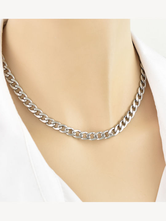 Goldjewels Lanț Gât din Oțel Largă Grosime 7mm și Lungime 55cm