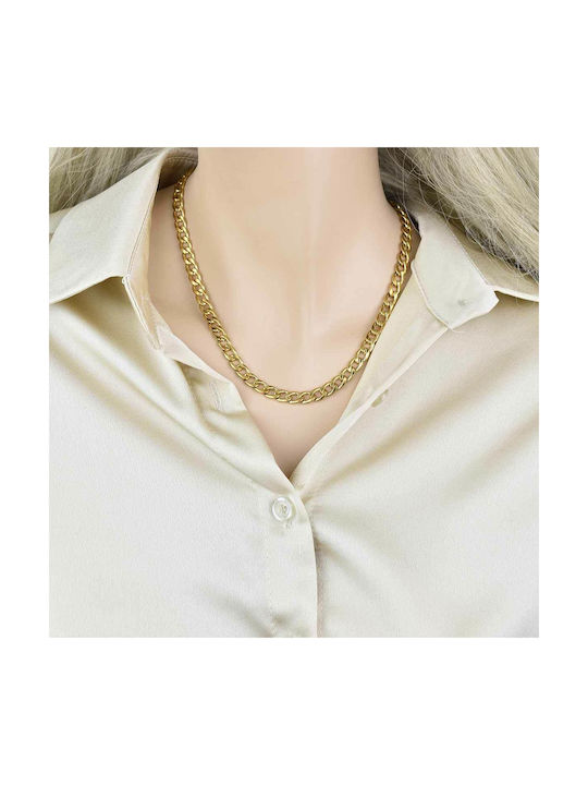 Chain Neck from Steel Gold-plated Wide Thickness 7mm and Length 40cm