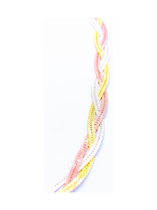 PS Silver Two-tone Chain Neck made of Silver Gold-plated Wide Thickness 8mm and Length 46cm