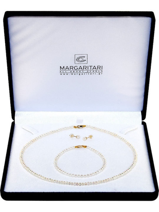 Margaritari Σετ Κοσμημάτων από Λευκόχρυσο 14K