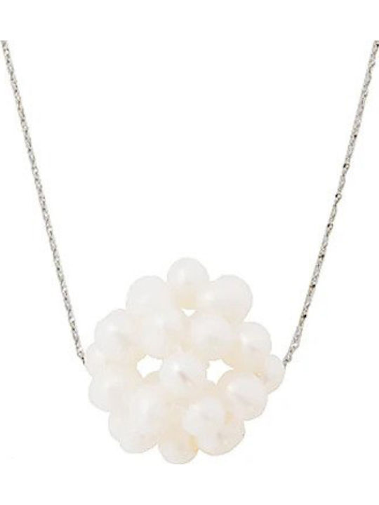 Margaritari Set with Earrings & Pendant from Silver with Pearls