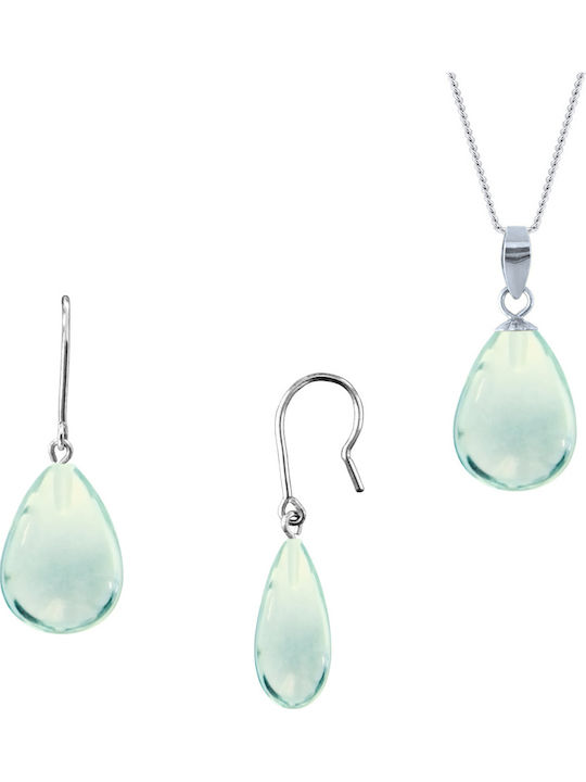 Margaritari Set mit Ohrringe & Anhänger aus Silber mit Steinen