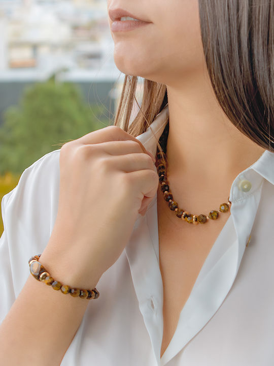 Gold Set Necklace & Bracelet with Stones