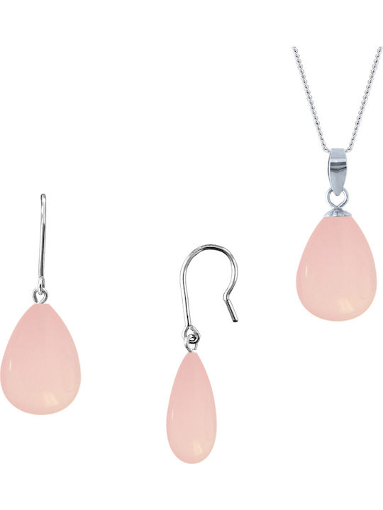 Margaritari Set mit Ohrringe & Anhänger aus Silber mit Steinen