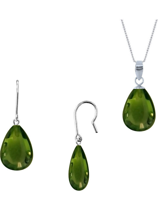 Margaritari Set mit Ohrringe & Anhänger aus Silber mit Steinen